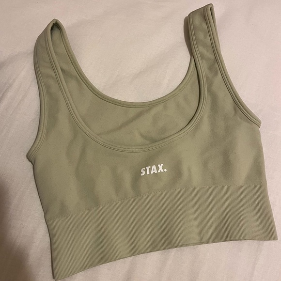 Stax V6 Light Sage Green Sports Bra - Picture 2 of 3